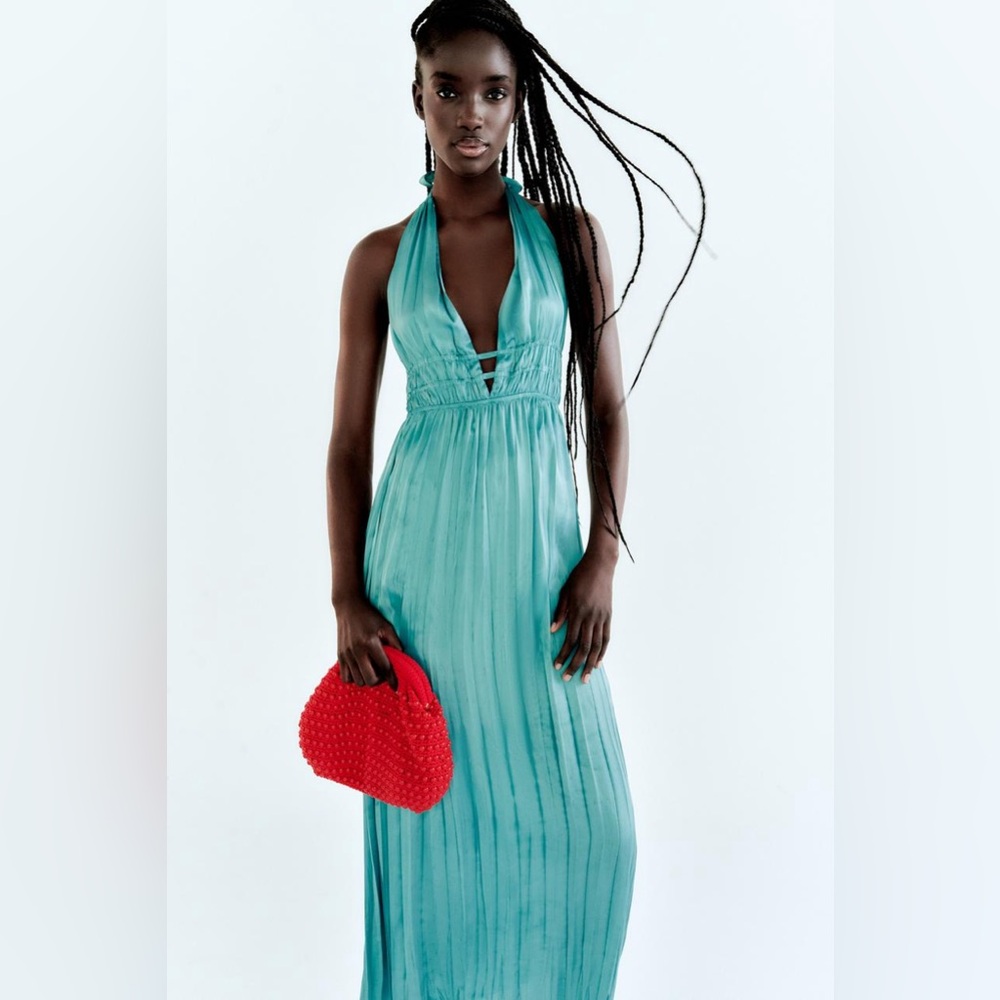 ZARA WRINKLE LOOK SATIN EFFECT DRESS
